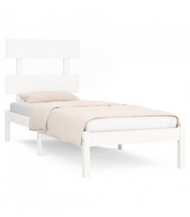 vidaXL Bed Frame without Mattress White 90x200 cm Solid Wood — Size: 90 x 200 cm