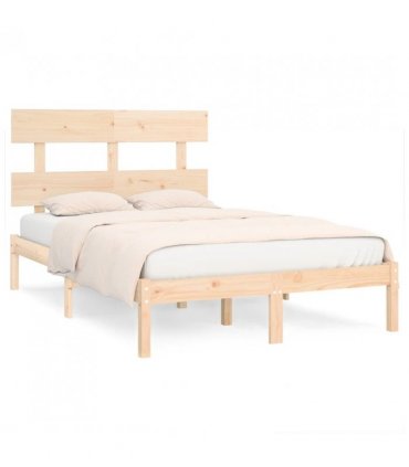 vidaXL Bed Frame | Natural wood | Solid pine wood | King | Durable | Bed Frame — Size: 150 x 200 cm