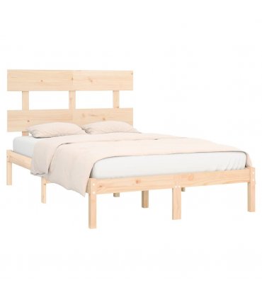 vidaXL Bed Frame | Natural wood | Solid pine wood | King | Durable | Bed Frame — Size: 150 x 200 cm