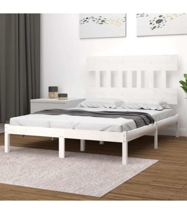 3104759 vidaXL Bed Frame without Mattress White 200x200 cm Solid Wood — Size: 200 x 200 cm
