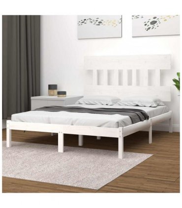 3104759 vidaXL Bed Frame without Mattress White 200x200 cm Solid Wood — Size: 200 x 200 cm