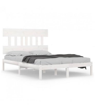 3104759 vidaXL Bed Frame without Mattress White 200x200 cm Solid Wood — Size: 200 x 200 cm