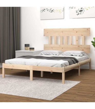 vidaXL Bed Frame without Mattress 140x200 cm Solid Wood — Colour: natural, Size: 140 x 200 cm — V0671952811