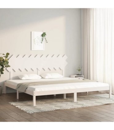 vidaXL Bed Frame | White | Solid Pine Wood | Double | Durable | Bed Frame — Size: 200 x 200 cm — V0671952864