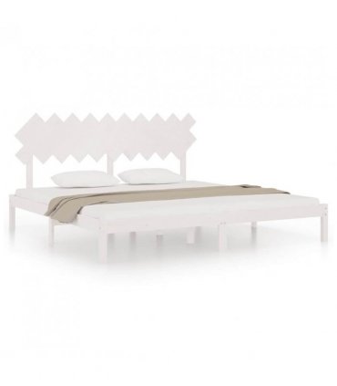 vidaXL Bed Frame | White | Solid Pine Wood | Double | Durable | Bed Frame — Size: 200 x 200 cm — V0671952864