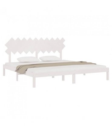 vidaXL Bed Frame | White | Solid Pine Wood | Double | Durable | Bed Frame — Size: 200 x 200 cm — V0671952864