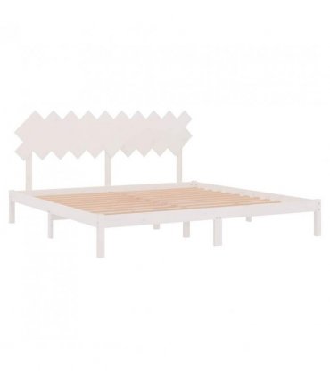 vidaXL Bed Frame | White | Solid Pine Wood | Double | Durable | Bed Frame — Size: 200 x 200 cm — V0671952864