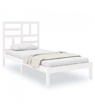 vidaXL Bed Frame | White | Pine wood, Plywood | Single | Durable | Bed Frame — Size: 100 x 200 cm