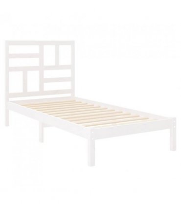 vidaXL Bed Frame | White | Pine wood, Plywood | Single | Durable | Bed Frame — Size: 100 x 200 cm
