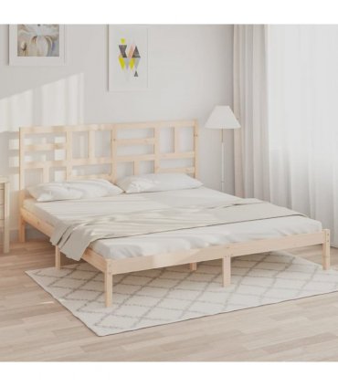 vidaXL Bed Frame without Mattress Solid Wood 180x200 cm Super King — Colour: natural, Size: 180 x 200 cm