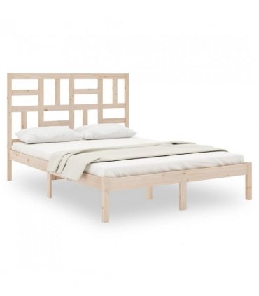 vidaXL Bed Frame | Natural Pine | Solid pine wood | Double | Durable | Bed Frame — Size: 140 x 200 cm