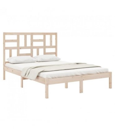 vidaXL Bed Frame | Natural Pine | Solid pine wood | Double | Durable | Bed Frame — Size: 140 x 200 cm