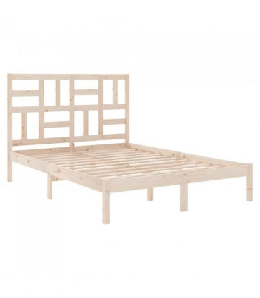vidaXL Bed Frame | Natural Pine | Solid pine wood | Double | Durable | Bed Frame — Size: 140 x 200 cm