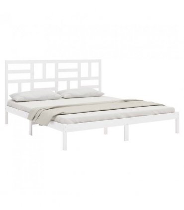 vidaXL Bed Frame without Mattress White Solid Wood 180x200 cm Super King — Size: 180 x 200 cm