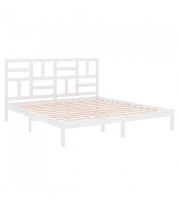 vidaXL Bed Frame without Mattress White Solid Wood 180x200 cm Super King — Size: 180 x 200 cm