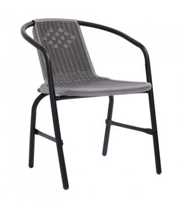 vidaXL Garden Chair | Set of 6 | Black | Plastic rattan, steel | Standard — Size: 62 x 55 x 74 cm