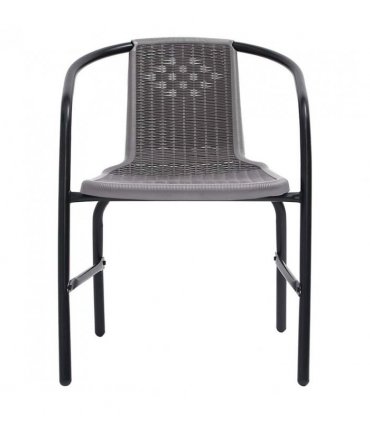vidaXL Garden Chair | Set of 6 | Black | Plastic rattan, steel | Standard — Size: 62 x 55 x 74 cm