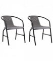 vidaXL Garden Chair | Set of 2 | Black | Plastic Rattan, Steel | Standard — Size: 62 x 55 x 74 cm