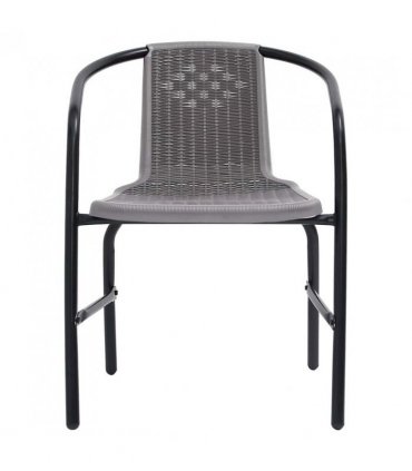 vidaXL Garden Chair | Set of 2 | Black | Plastic Rattan, Steel | Standard — Size: 62 x 55 x 74 cm