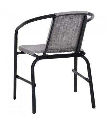 vidaXL Garden Chair | Set of 2 | Black | Plastic Rattan, Steel | Standard — Size: 62 x 55 x 74 cm