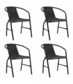 vidaXL Garden Chair | Set of 4 | Black | Plastic rattan | Standard | Stackable — Size: 62 x 55 x 74 cm