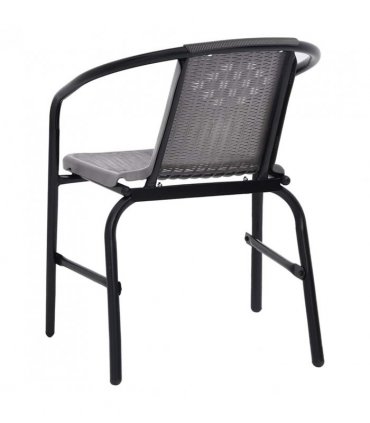vidaXL Garden Chair | Set of 4 | Black | Plastic rattan | Standard | Stackable — Size: 62 x 55 x 74 cm