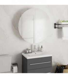 vidaXL Bathroom Cabinet with Round Mirror&LED White 47x47x17.5 cm — Size: 47 x 47 x 17.5 cm