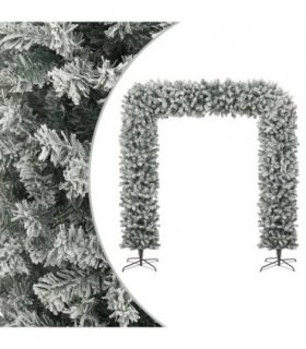 vidaXL Christmas Tree Arch with Flocked Snow 240 cm — Colour: white and green, Size: 240 x 215 cm