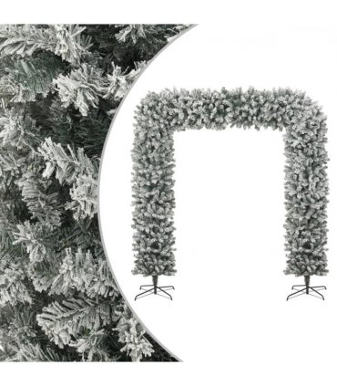 vidaXL Christmas Tree Arch with Flocked Snow 240 cm — Colour: white and green, Size: 240 x 215 cm