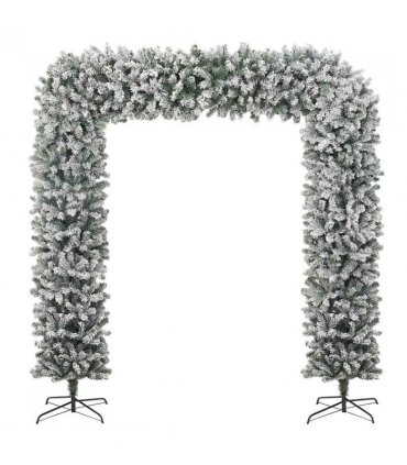 vidaXL Christmas Tree Arch with Flocked Snow 240 cm — Colour: white and green, Size: 240 x 215 cm