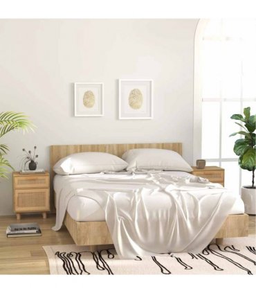 vidaXL Bedside Cabinets 2 pcs Brown Solid Wood Pine and Natural Rattan