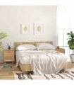 vidaXL Bedside Cabinets 2 pcs Brown Solid Wood Pine and Natural Rattan