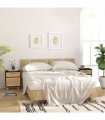vidaXL Bedside Cabinets 2 pcs Black Solid Wood Pine and Natural Rattan