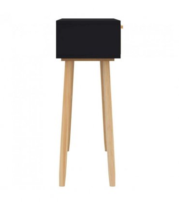 vidaXL Console Table Black 80x30x75 cm Solid Wood Pine&Natural Rattan