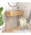 vidaXL Console Table Brown 80x30x75 cm Solid Wood Pine&Natural Rattan