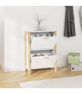 vidaXL Shoe Cabinet White 57.5x33x80 cm Engineered Wood