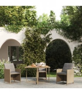 vidaXL Garden Table Beige 109x107x74 cm Poly Rattan&Solid Wood Acacia