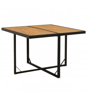 vidaXL Garden Table Black 109x107x74 cm Poly Rattan&Solid Wood Acacia