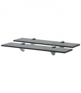 vidaXL Floating Shelf | Set of 2 | Black | Toughened safety glass | Medium — Size: 50 x 10 cm