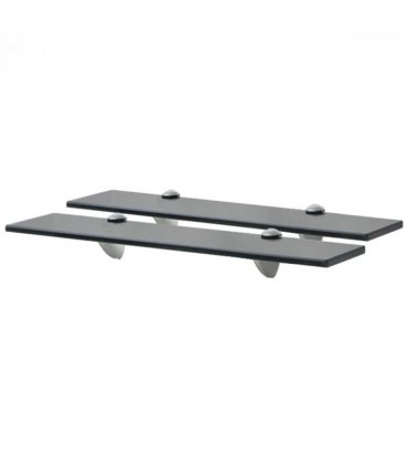 vidaXL Floating Shelf | Set of 2 | Black | Toughened safety glass | Medium — Size: 50 x 10 cm