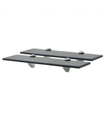 vidaXL Floating Shelf | Set of 2 | Black | Tempered safety glass | 40x10 cm — Size: 40 x 10 cm