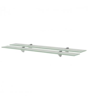 vidaXL Floating Shelves 2 pcs Glass 80x10 cm 8 mm — Colour: white, Size: 80 x 10 cm