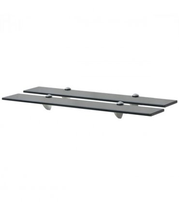 vidaXL Floating Shelves 2 pcs Glass 70x10 cm 8 mm — Colour: black, Size: 70 x 10 cm