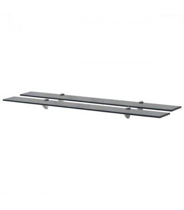vidaXL Floating Shelf | Set of 2 | Black | Tempered safety glass, Zinc alloy — Size: 100 x 10 cm