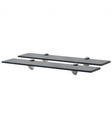 vidaXL Floating Shelf | Set of 2 | Black | Tempered safety glass, zinc alloy — Size: 60 x 10 cm