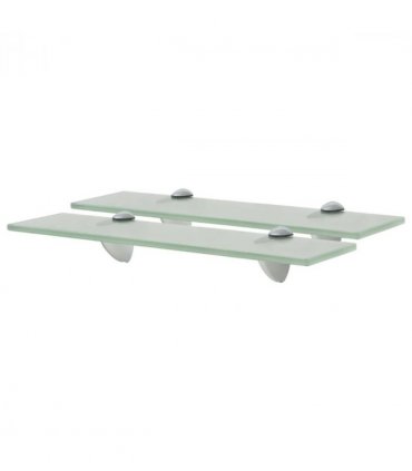vidaXL Floating Shelves 2 pcs Glass 40x10 cm 8 mm — Colour: white, Size: 40 x 10 cm