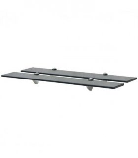 vidaXL Floating Shelf | Set of 2 | Black | Tempered safety glass, Zinc alloy — Size: 70 x 20 cm
