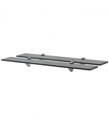 vidaXL Floating Shelf | Set of 2 | Black | Tempered safety glass, Zinc alloy — Size: 70 x 20 cm