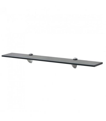vidaXL Floating Shelf | Set of 2 | Black | Tempered safety glass, Zinc alloy — Size: 70 x 20 cm