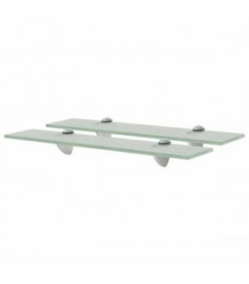 vidaXL Floating Shelves 2 pcs Glass 50x20 cm 8 mm — Colour: white, Size: 50 x 20 cm